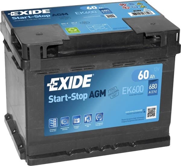 Автомобильный аккумулятор Exide Start-Stop AGM EK600