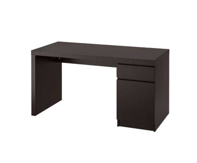 Офисный стол IKEA Malm black-brown 140×65 см