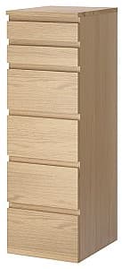 Comoda IKEA Malm 6 sertare 40x123 ( Furnir Stejar Alb / Oglinda )