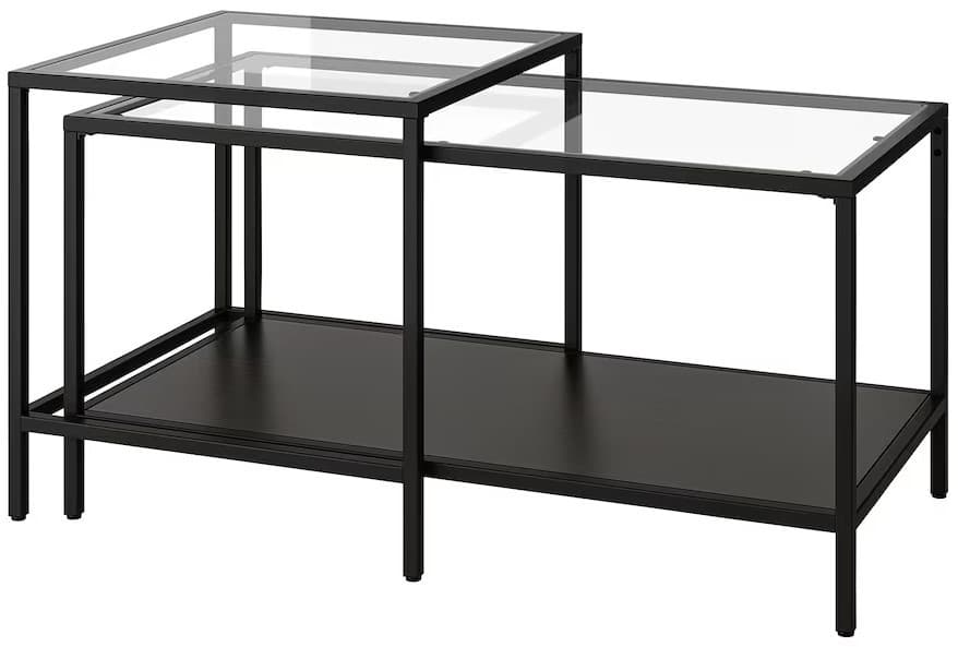 Журнальный столик IKEA Vittsjo 90x50 Черно-коричневый/Стекло