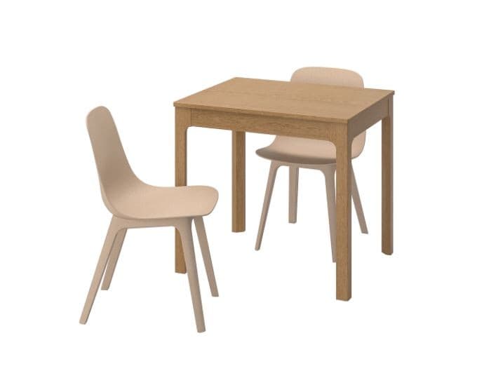 Set de masa cu scaune IKEA Ekedalen / Odger stejar alb / bej  (2 scaune)