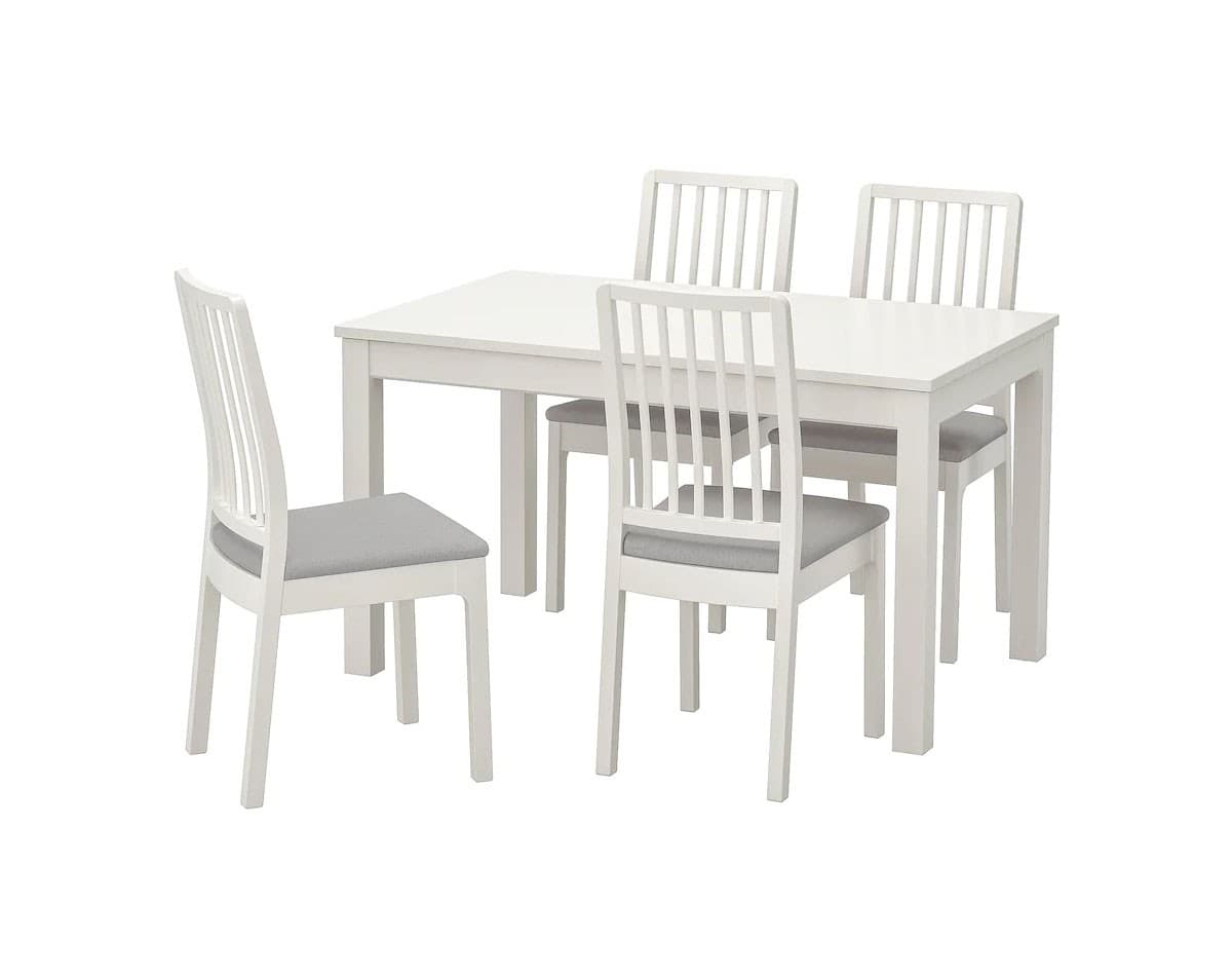 Набор стол и стулья IKEA Laneberg/Ekedalen 130x190x80 Белый/Белый Серый (1+4)