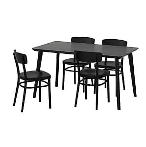 Set de masa cu scaune IKEA Lisabo/Idolf 140x78 Negru (1+4)