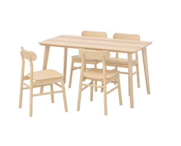 Set de masa cu scaune IKEA Lisabo/Ronninge 140x78 Furnir frasin/Mesteacan(Bej)