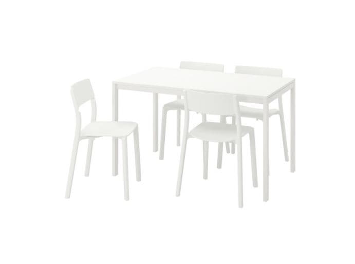 Set de masa cu scaune IKEA Melltorp/Janinge 125 cm Alb/Alb (1+4)