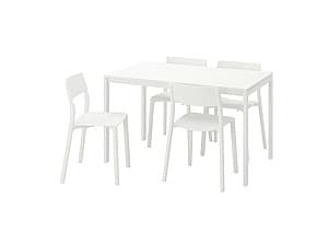 Set de masa cu scaune IKEA Melltorp/Janinge 125 cm Alb/Alb (1+4)