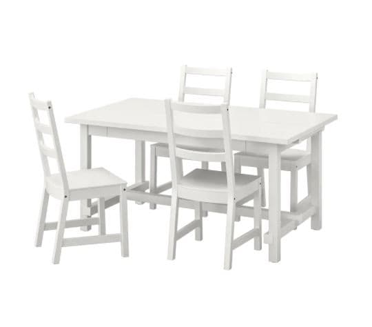 Набор стол и стулья IKEA Nordviken 152/223x95 Белый/Белый (1+4)