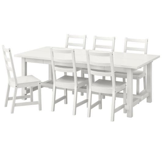 Set de masa cu scaune IKEA Nordviken/Nordviken 210/289x105 Alb/Alb (1+6)