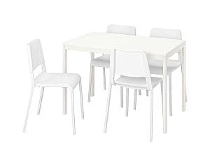 Set de masa cu scaune IKEA Vangsta/Teodores 120x180 Alb (1+4)