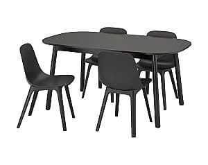 Set de masa cu scaune IKEA Vedbo/Odger 160x95 Negru/Antracit (1+4)