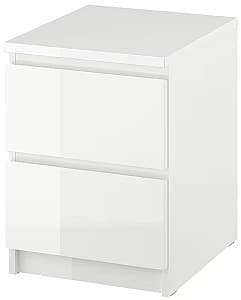 Прикроватная тумбочка IKEA Malm 2 ящика 40x55 Белый Глянец