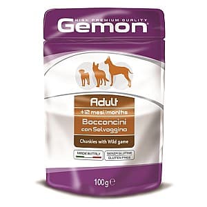 Hrană umedă pentru câini Gemon POUCH ADULT WILD GAMES 100gr