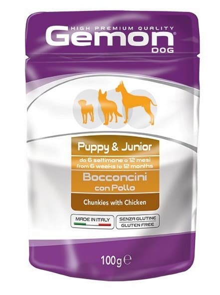 Hrană umedă pentru câini Gemon POUCH PUPPY&JUNIOR CHICKEN 100gr