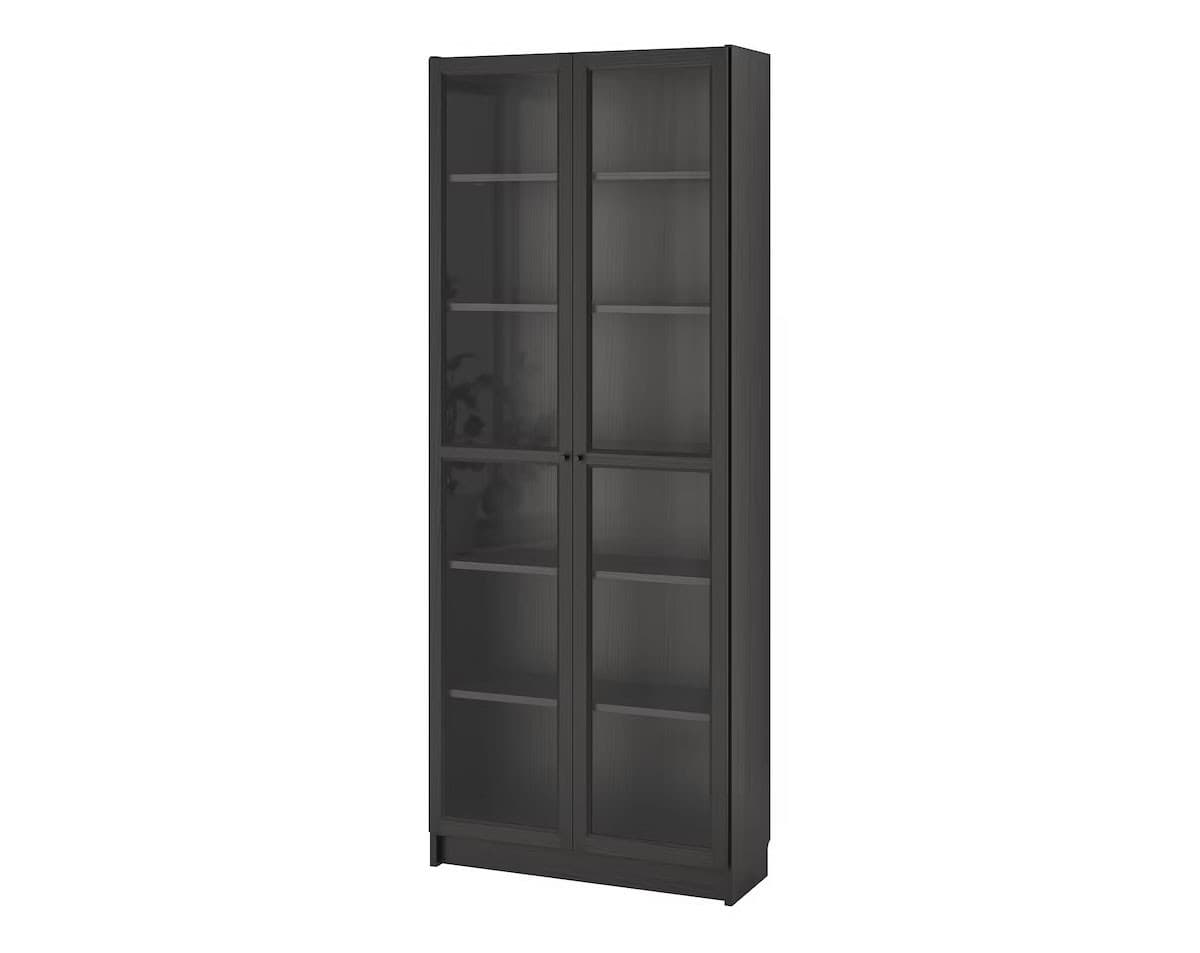 Витрина IKEA Billy / Oxberg black-brown 80x30x202 см