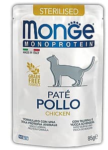 Влажный корм для кошек Monge POUCH MONOPROTEIN STERILISED CHICKEN 85gr