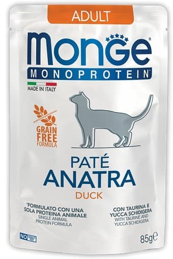 Hrană umedă pentru pisici Monge POUCH MONOPROTEIN ADULT DUCK 85gr