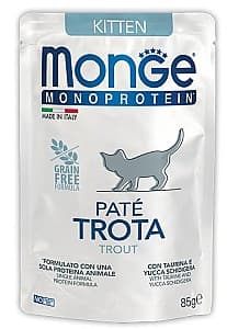 Влажный корм для кошек Monge POUCH MONOPROTEIN KITTEN TROUT 85gr