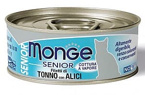 Hrană umedă pentru pisici Monge JELLY Can Yellowfin Tuna/Whitebait SENIOR 80gr