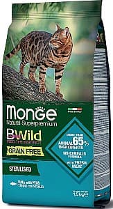 Нrană uscată pentru pisici Monge BWILD GRAIN FREE STERILISED Tuna/Peas 1.5kg