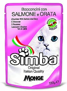 Hrană umedă pentru pisici SIMBA CAT Pouches with salmon and dory 100gr