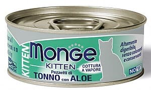 Влажный корм для кошек Monge JELLY Can Yellowfin Tuna with Aloe KITTEN 80gr