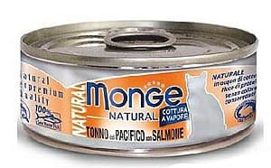 Hrană umedă pentru pisici Monge NATURAL Can Yellowfin tuna with salmon 80gr