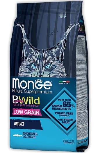 Сухой корм для кошек Monge BWILD LOW GRAIN ADULT Anchovies 1.5kg