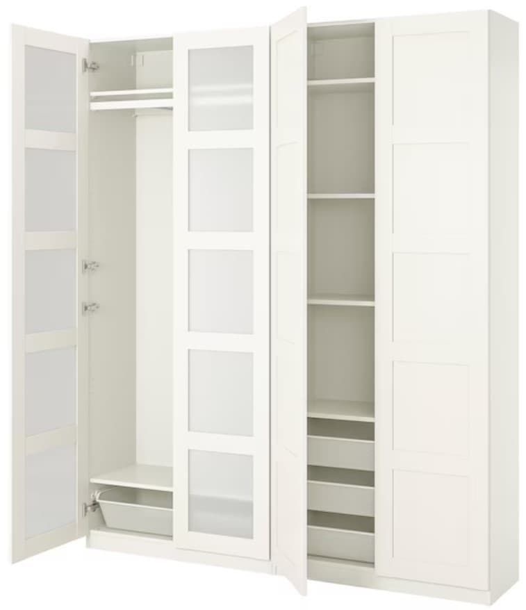 Dulap IKEA Pax/Bergsbo 200x38x236 Alb/Sticla Mata