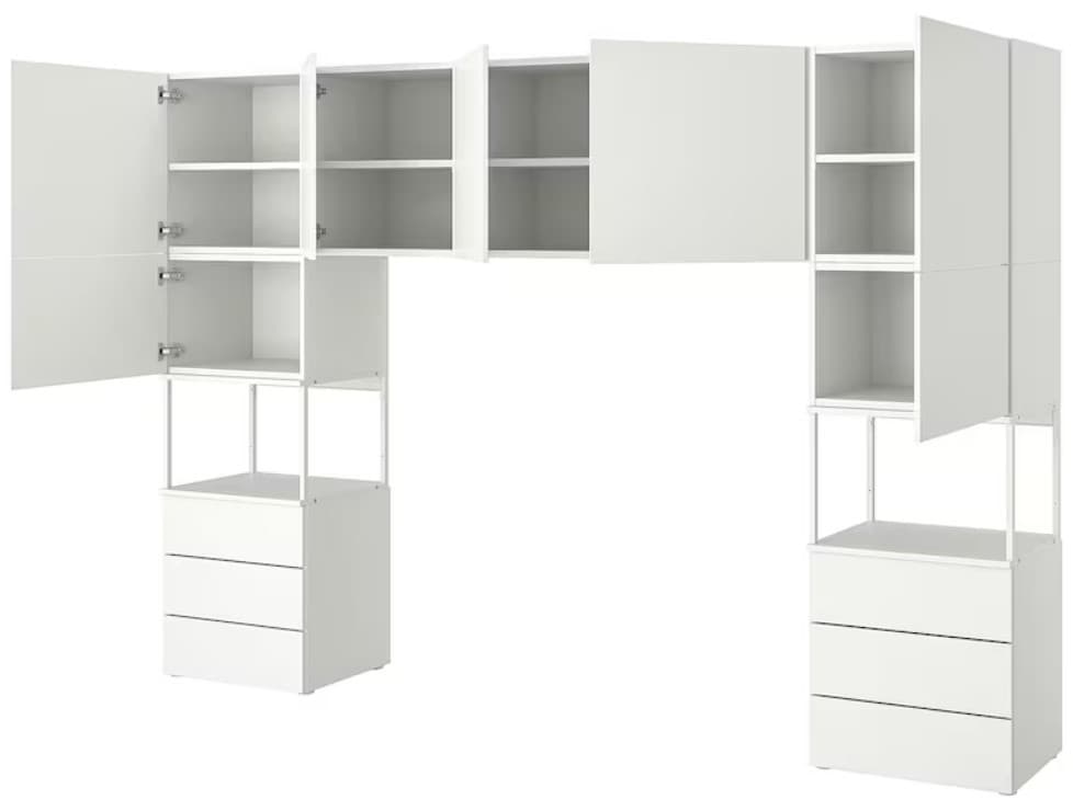 Living IKEA Platsa 7 usi/6 sertare 300x42x201 Alb/Fonnes Alb