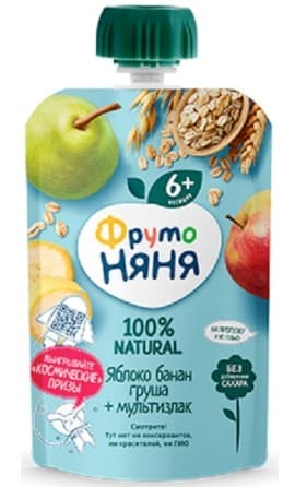 Piure pentru copii Frutoneanea Mere/banane/pere/cereale 90 gr (6 m+)