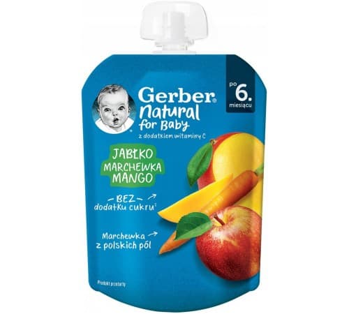 Piure pentru copii Gerber Mere/Morcov/Mango (6m+) 80 gr