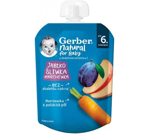 Пюре для детей Gerber Яблоки/сливы/морковь (6 м+) 80 гр