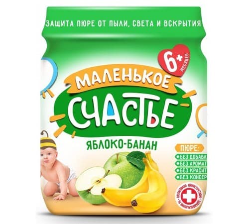 Piure pentru copii Malenikoe sceastie Mere/Banane (6 luni+) 90 gr