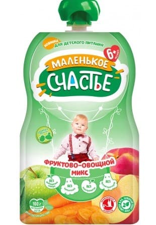 Piure pentru copii Malenikoe sceastie Mix de legume și fructe (6 luni +) 90 gr