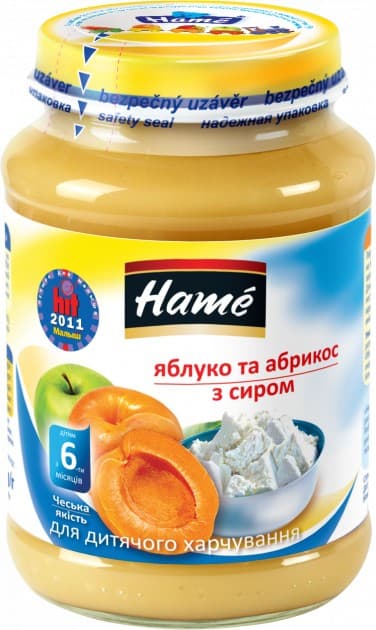 Пюре для детей Hame Абрикос с творогом 190г