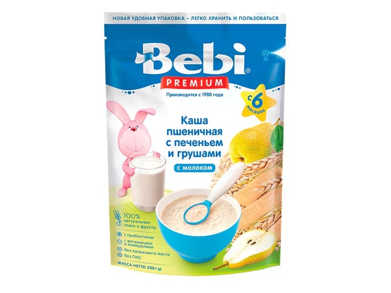 Terci pentru copii Bebi Premium grâu cu biscuiți și pere