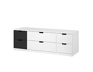 Comoda IKEA Nordli white anthracite 160×54 cm (6 sertare)