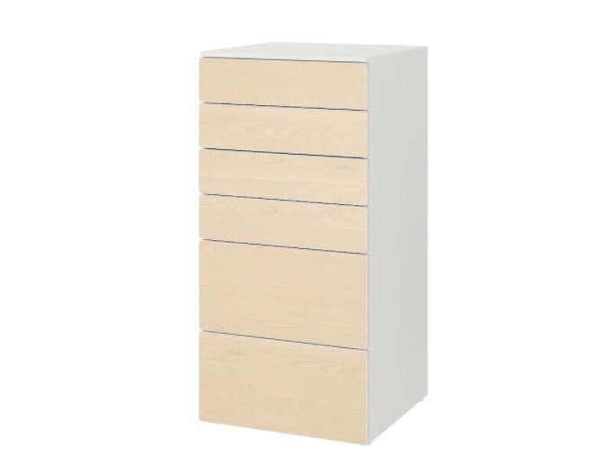 Comoda IKEA Smastad / Platsa  white / birch (6 sertare)