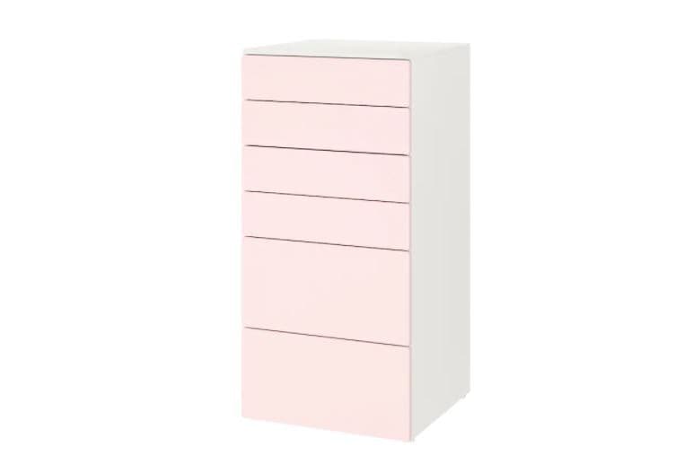 Детский комод IKEA Smastad / Platsa white-pink (6 ящиков )