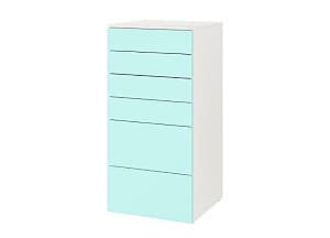 Comoda IKEA Smastad / Platsa white-light turquoise (6 sertare )