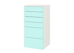 Comoda IKEA Smastad / Platsa white-light turquoise (6 sertare )