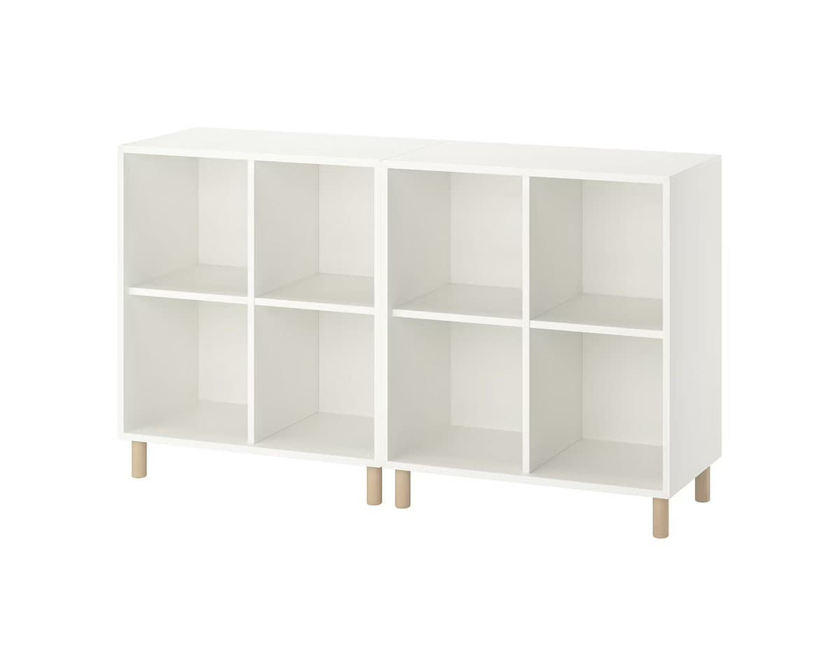 Etajera IKEA Eket white/wood 140x35x80 cm