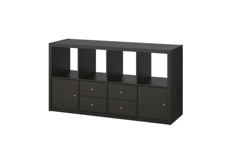 Etajera IKEA Kallax black-brown 77×147 cm (4 organizatoare)