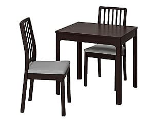 Набор стол и стулья IKEA Ekedalen / Ekedalen dark brown/Orrsta gray 80/120 см