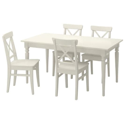 Набор стол и стулья IKEA Ingatorp/Ingolf White (4 стулья)