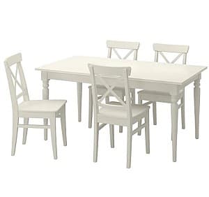 Набор стол и стулья IKEA Ingatorp/Ingolf White (4 стулья)