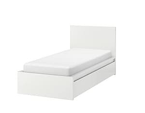 Pat IKEA Malm Luroy 2 cutii depozitare 90х200 Alb