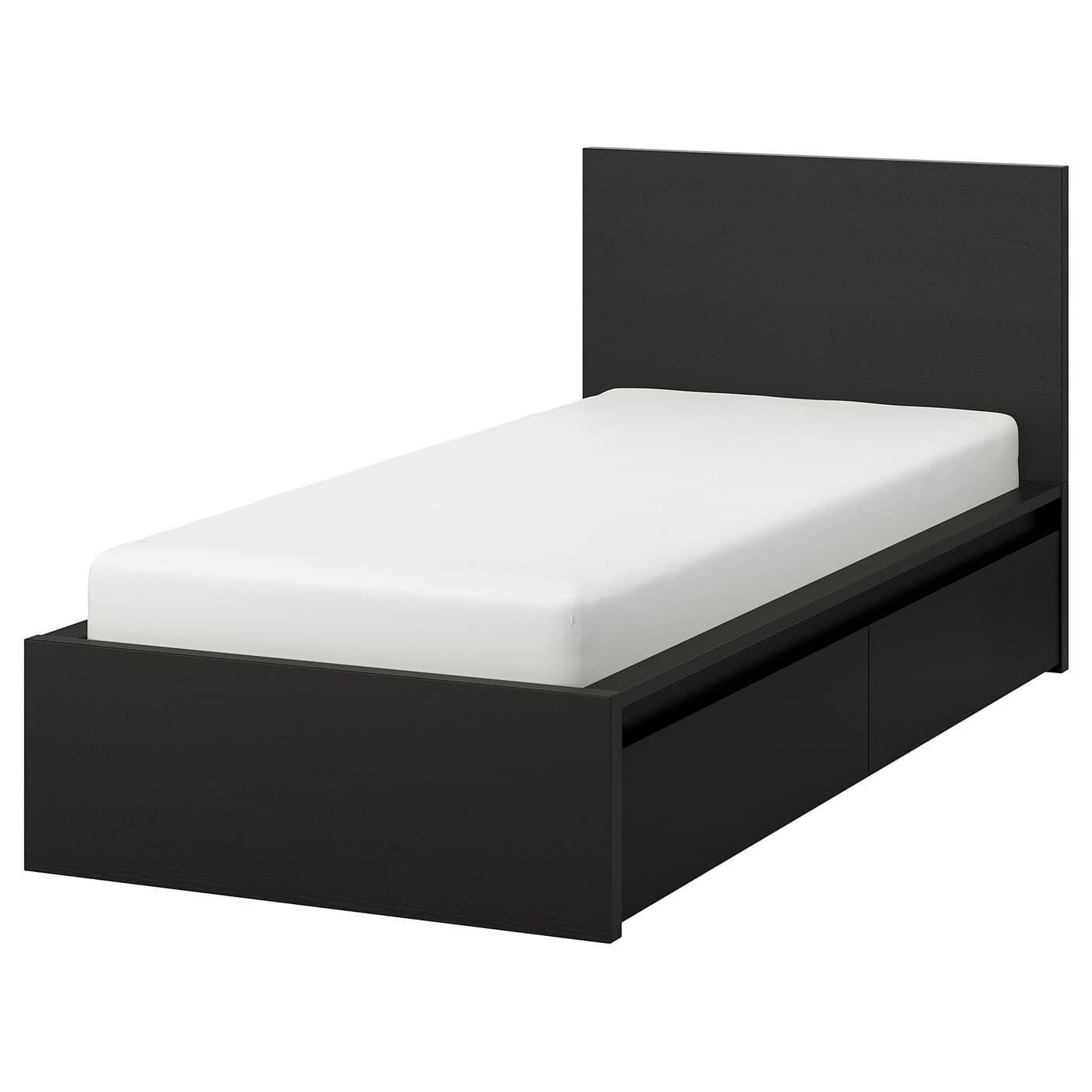 Pat copii IKEA Malm 2 cutii depozitare 90х200 Negru-Maro