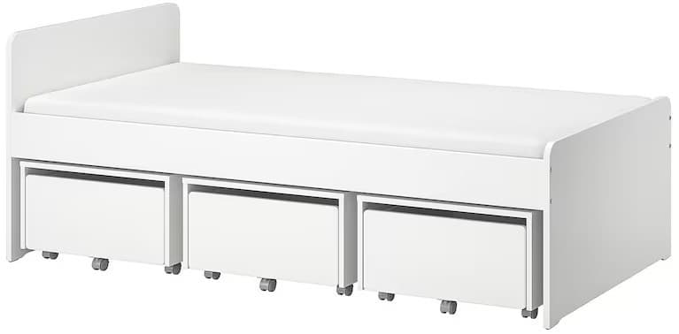 Детская кровать IKEA Slakt 3 ящика для хранения 90x200 Белый