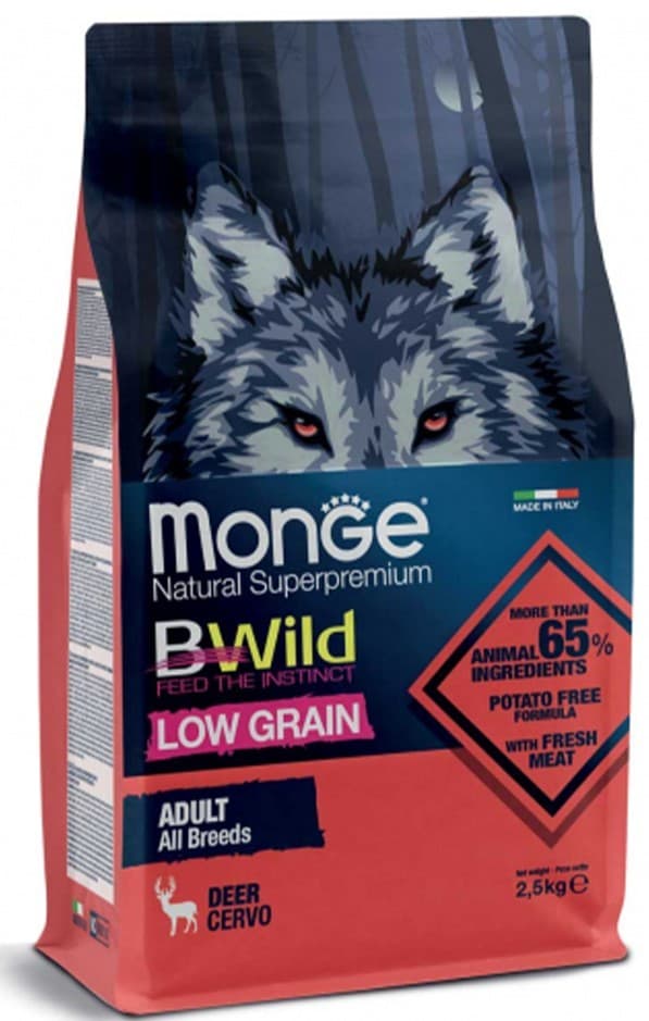 Hrană uscată pentru câini Monge BWILD LOW GRAIN ADULT Deer 2.5kg